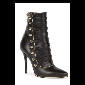 Balmain Alien Leather Point-Toe Booties